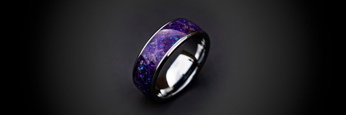 Healing Crystal Tungsten engagement ring wedding bands and everyday rings