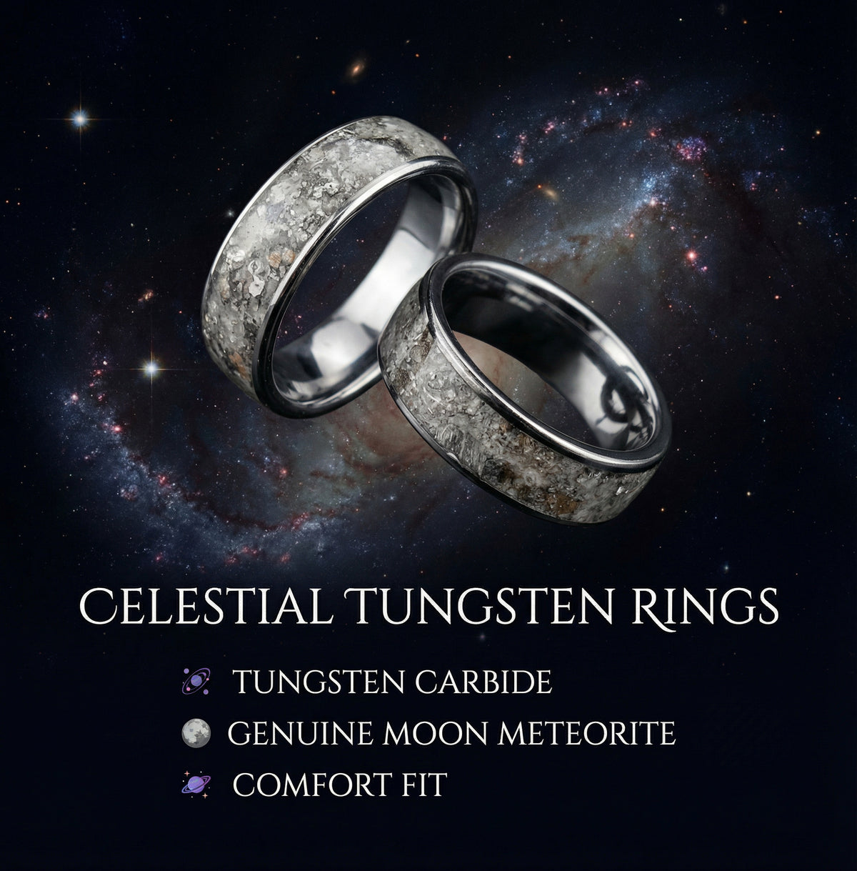 Lunar Meteorite Ring with Genuine Moon Dust