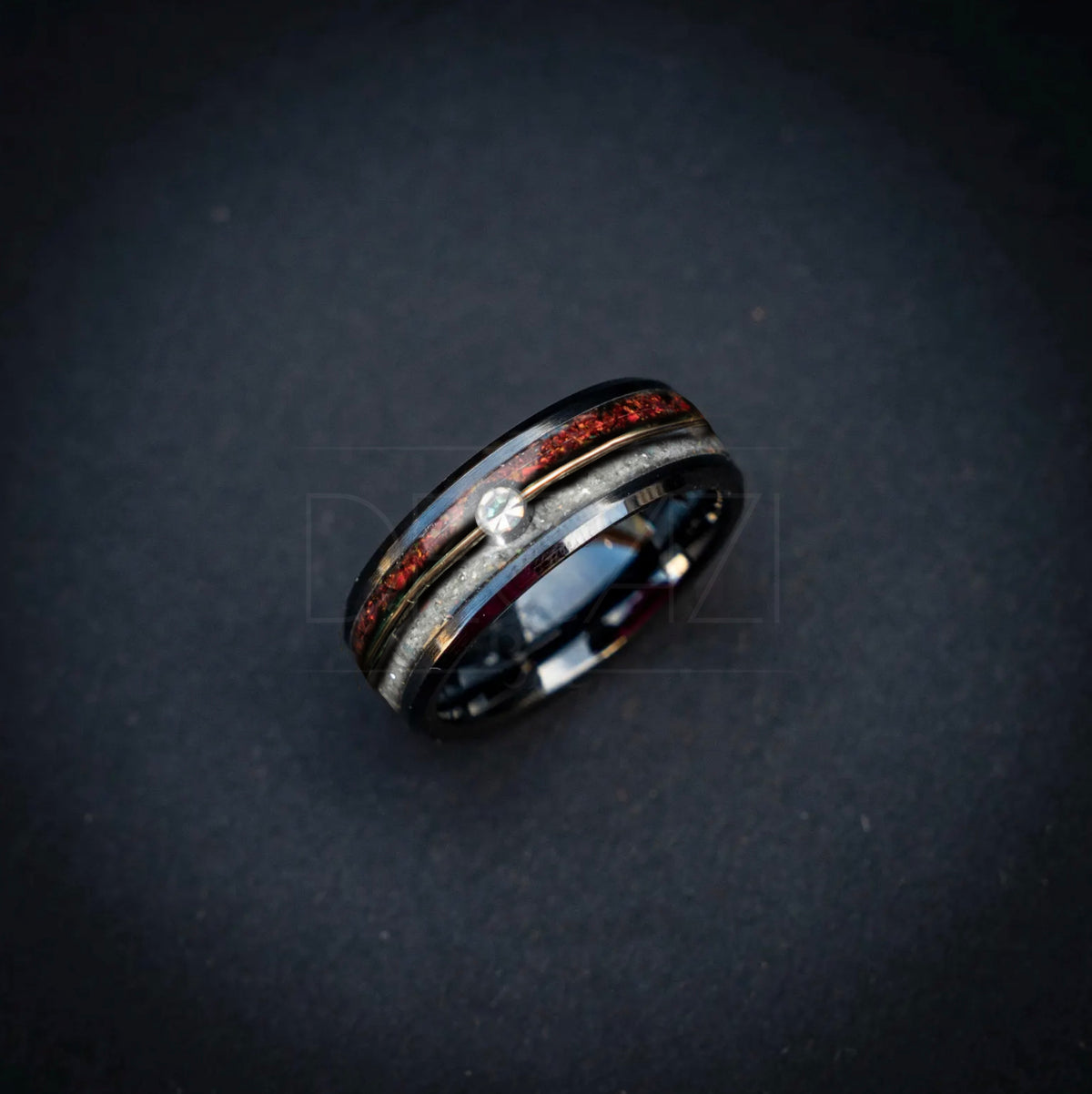 Custom order: Beveled ceramic, ball inlay with gold wire in the middle 8 mm for Alex