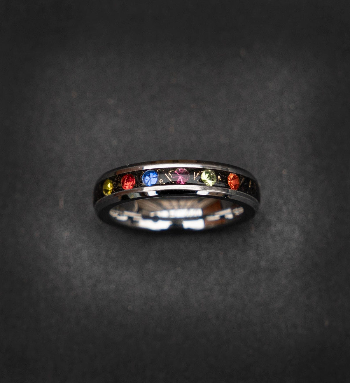 4mm Meteorite ring, The Six Infinity Stones Mens Ring, Comic Book Inspired Cubic Zirconia Ring, Tungsten Engagement Ring, Anime Fan Art Gift