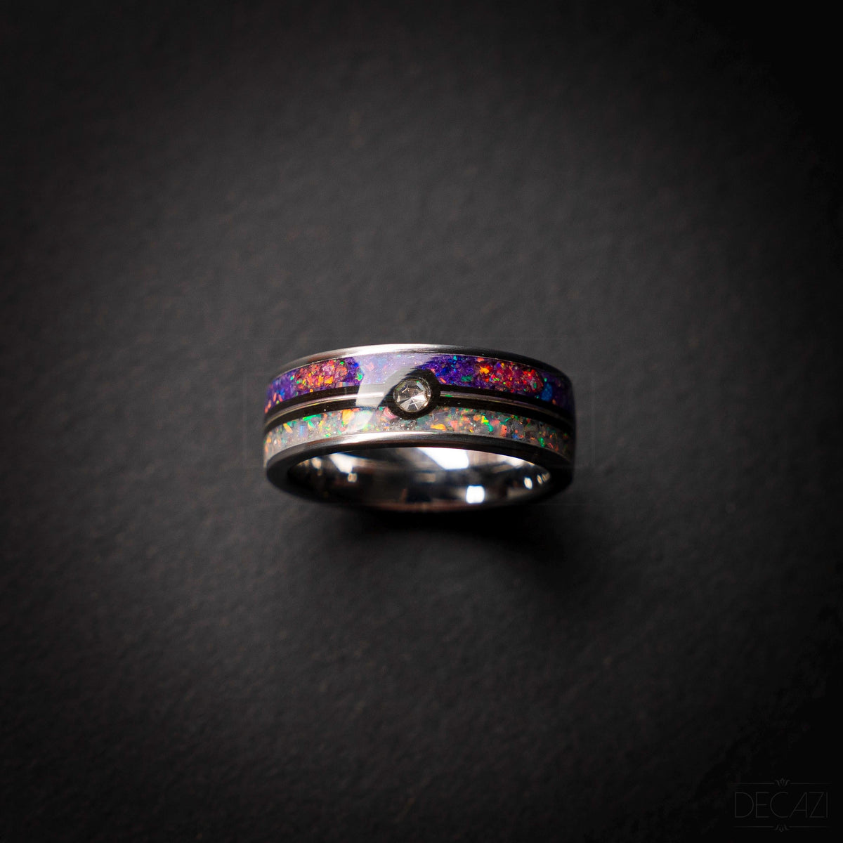 Master Ball Platinum Silver Tungsten Ring, Fire Opal Ring, Wedding Ring, Japanese Anime Inspired, Cubic Zirconia Ring, Handmade Jewelry