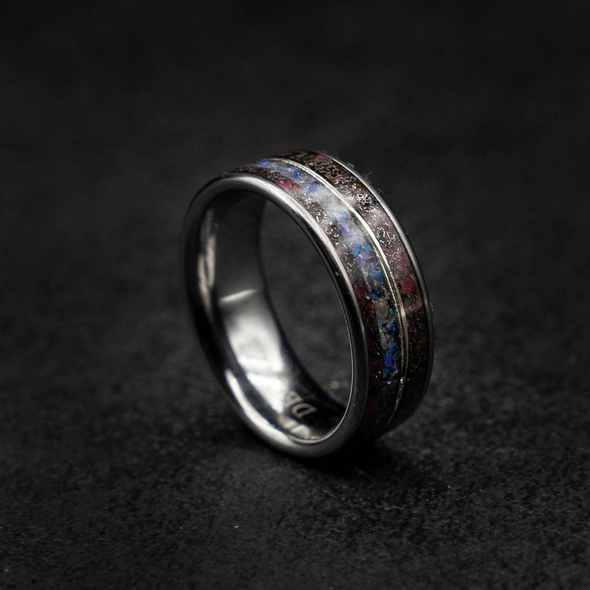 Amethyst Meteorite Lavender Opal Tungsten Ring