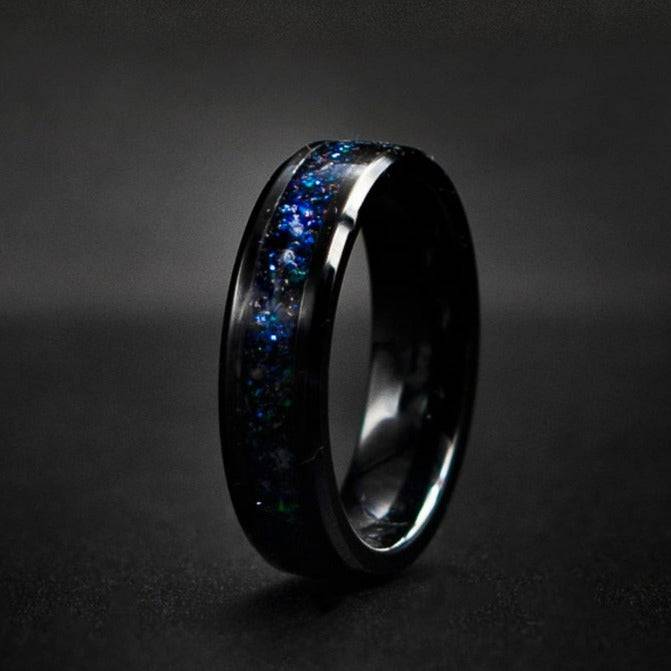 Meteorite Wedding bands For men for everyday wear ceramic hammered rings