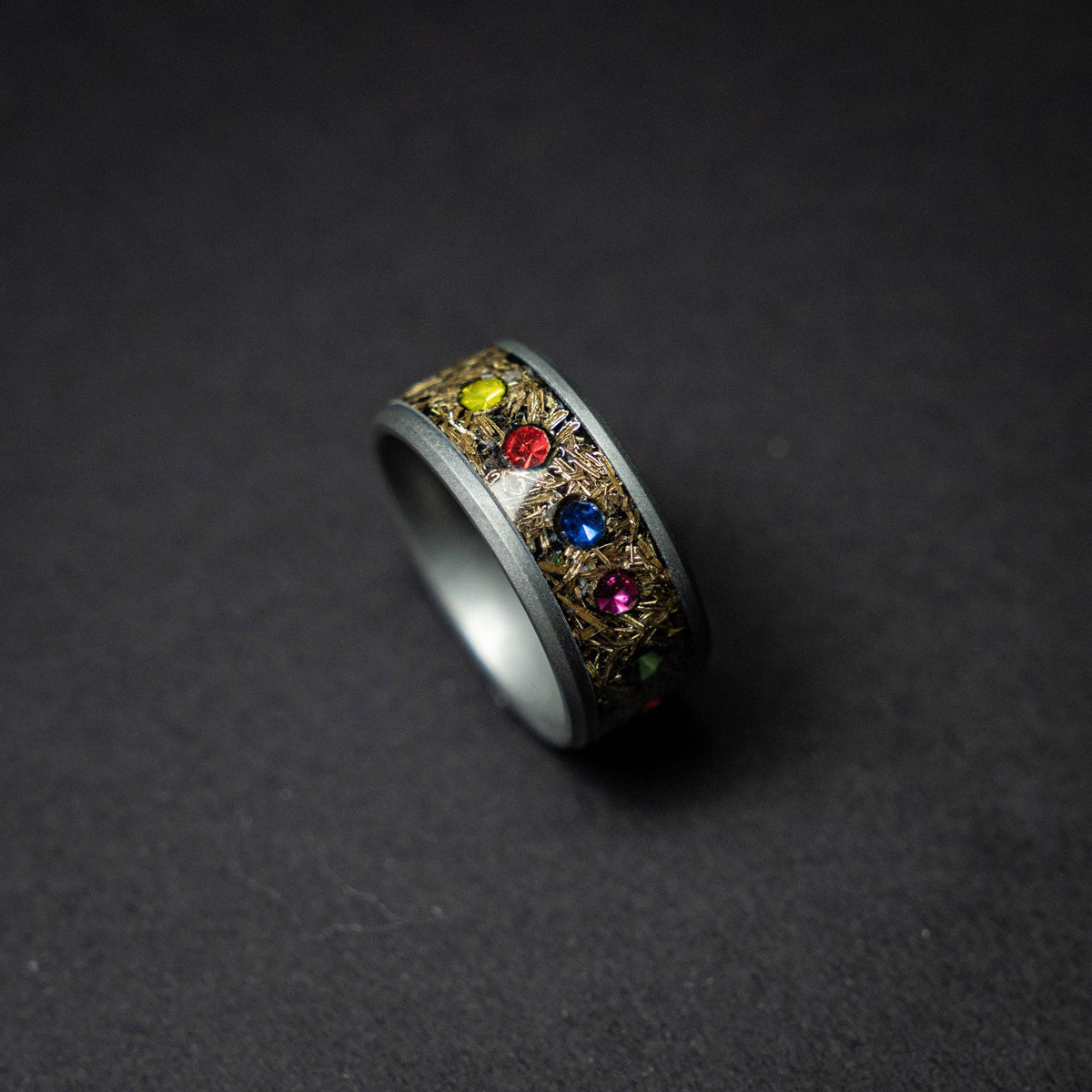 Chunky Mokume Game Shavings & Zirconia Ring