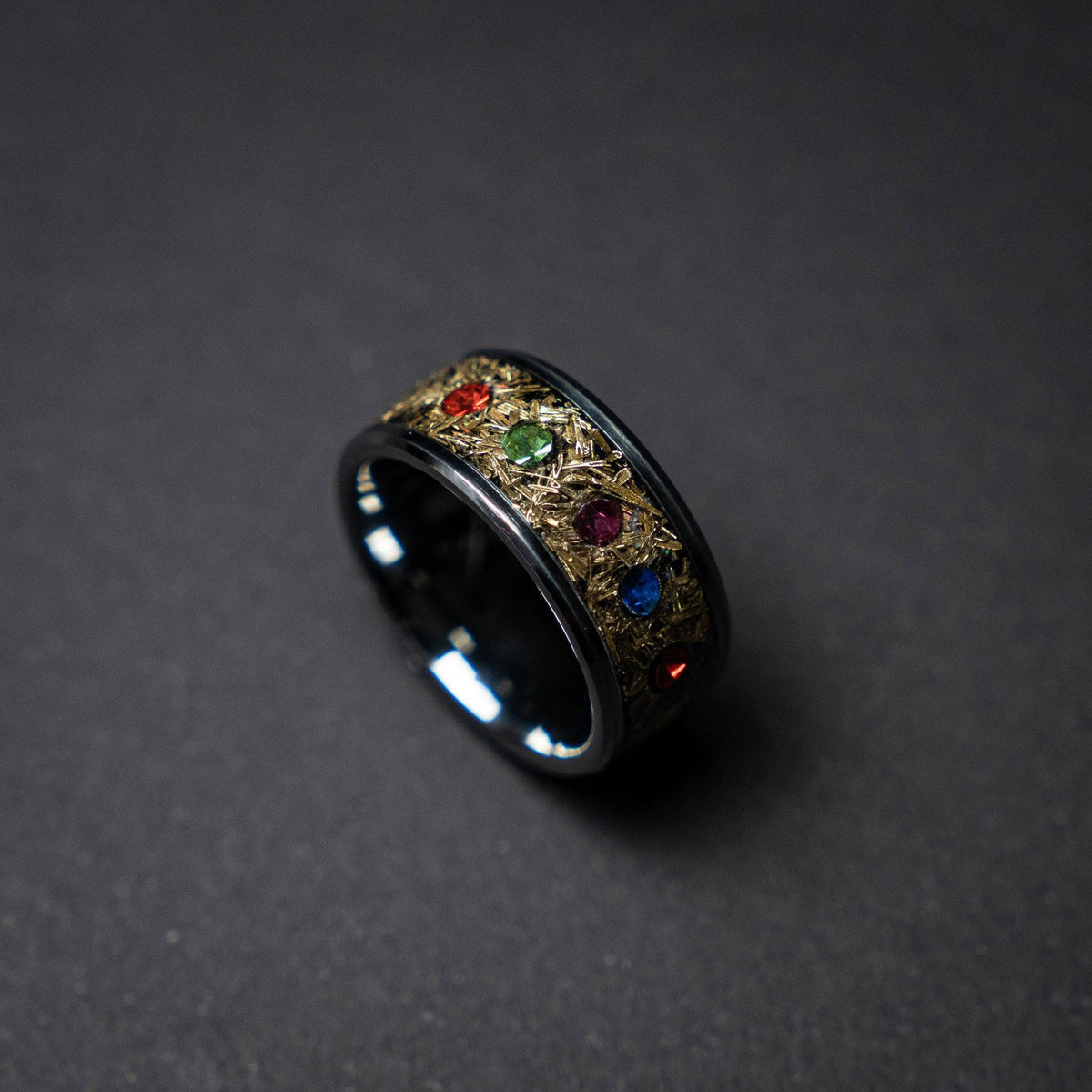Chunky Mokume Game Shavings & Zirconia Ring