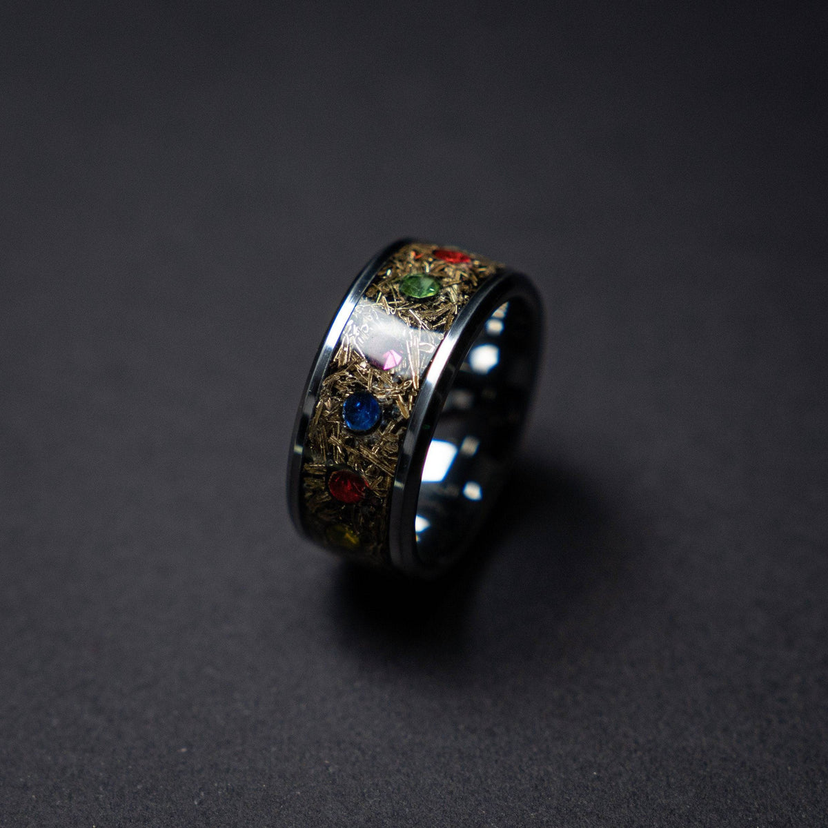 Chunky Mokume Game Shavings & Zirconia Ring