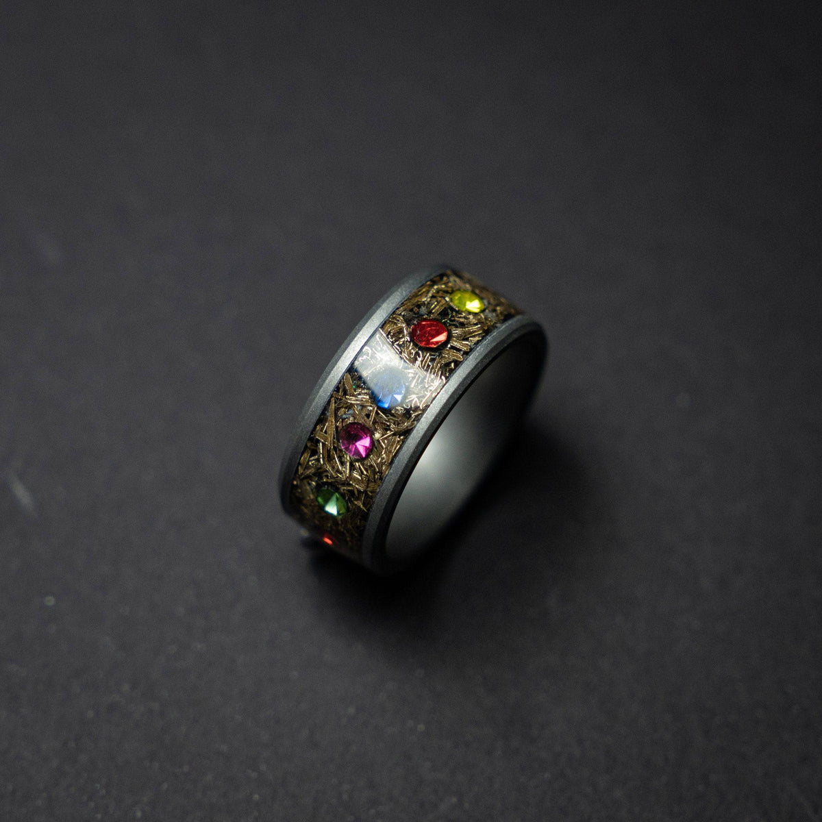 Chunky Mokume Game Shavings & Zirconia Ring