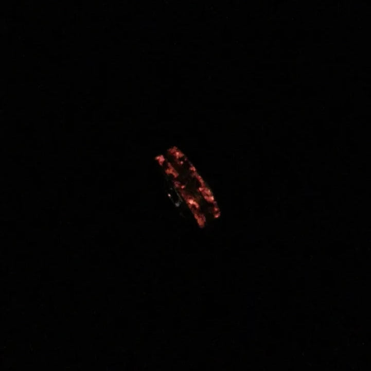Glow in the dark tungsten ring with meteorite and 18k golden wire