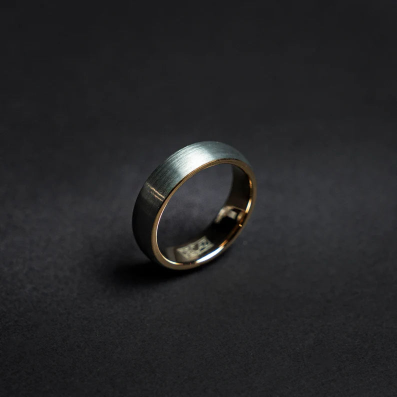 Rose gold brushed tungsten ring