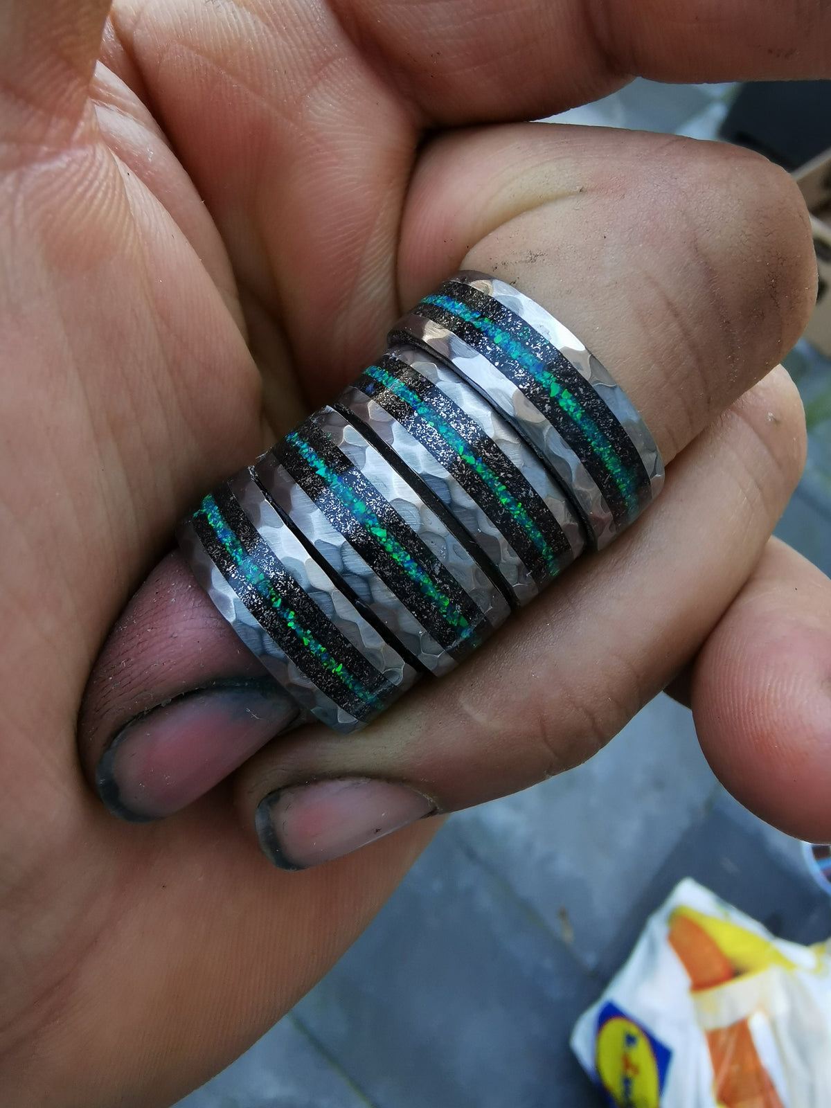 Men's Meteorite Tungsten Ring, Unique Wedding Band For Him, Opal Anniversary Ring, Meteorite Engagement Ring for Men, Opal Gemstone Jewelry
