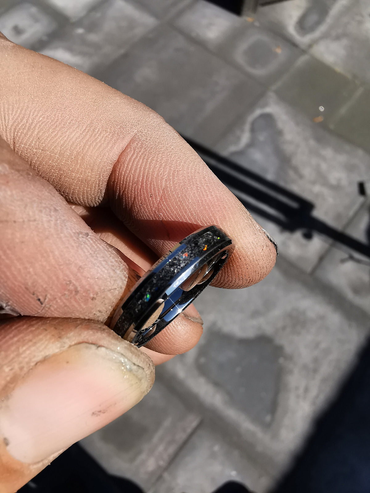 Meteorite ring men, mens wedding band, galaxy opal ring, mens ring, wedding band mens, 4mm tungsten ring, stackable ring, simple mens ring