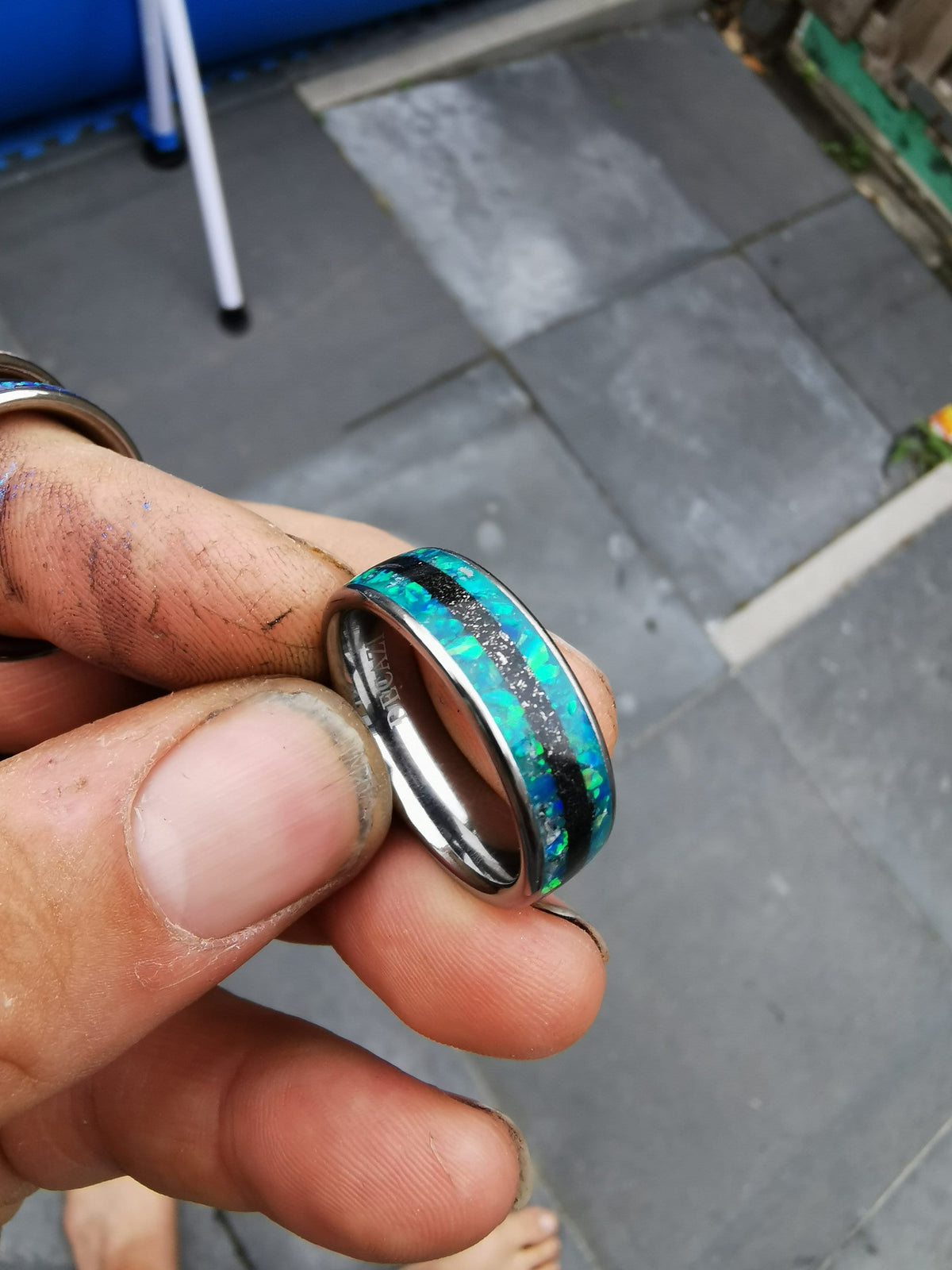 Peacock Green opal ring, glow in the dark, Galaxy opal ring, opal engagement ring, simple opal ring, meteorite , meteorite jewelry
