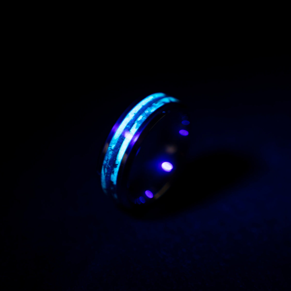 Blue Opal Tungsten Ring with Meteorite, Men's Meteorite Wedding Band, Tungsten Promise Ring, Hammered Ring for Him, Meteorite Jewelry Gift