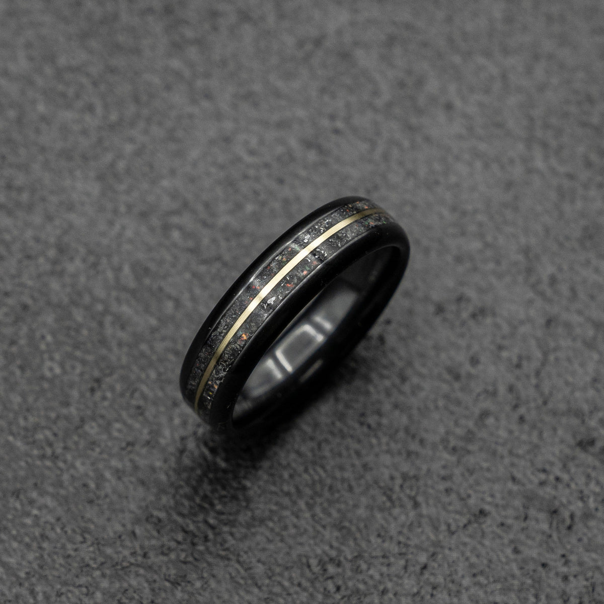 Meteorite ring, glow ring, Gold tungsten ring, ceramic ring men, mens wedding band, mens ring, Glow in the dark ring,