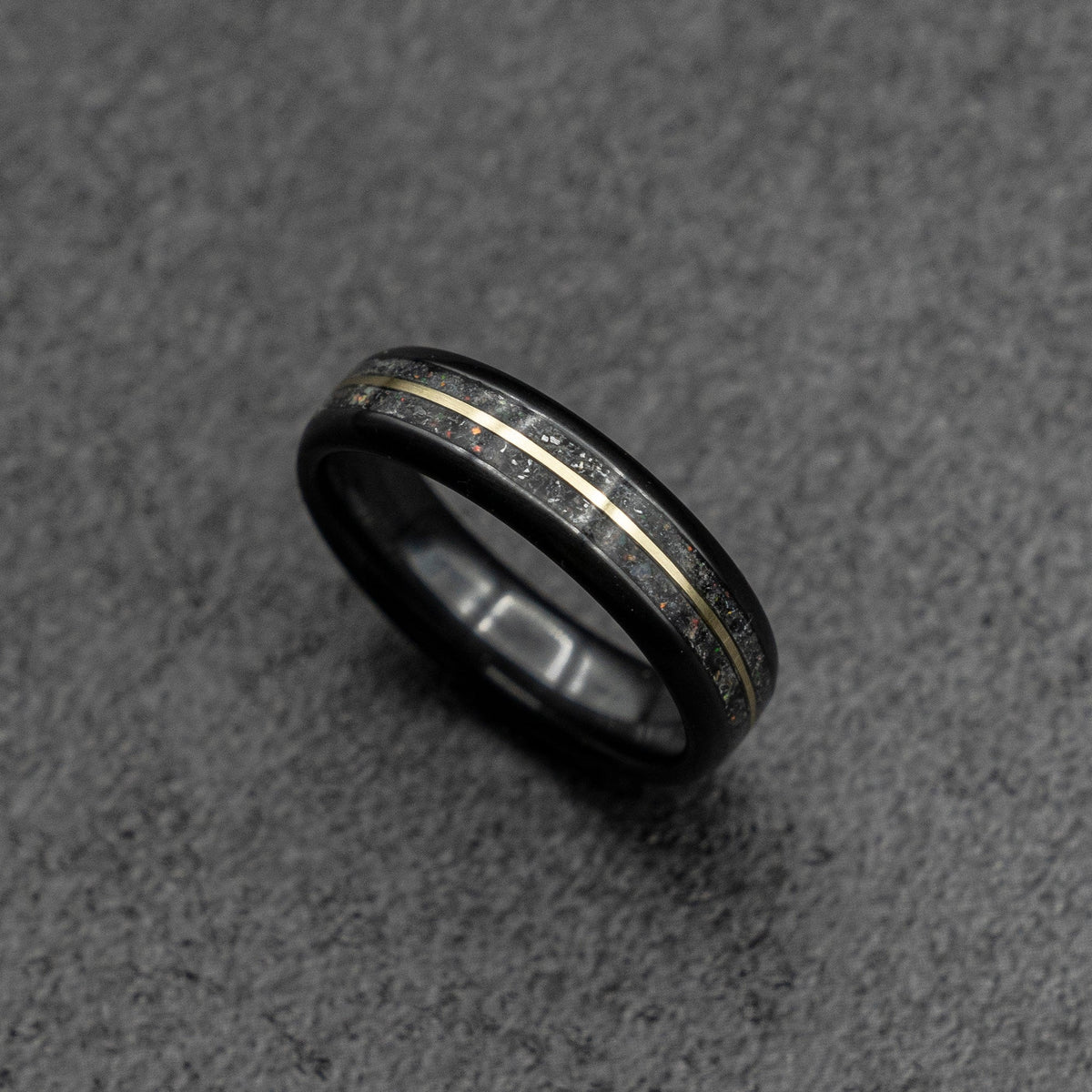 Meteorite ring, glow ring, Gold tungsten ring, ceramic ring men, mens wedding band, mens ring, Glow in the dark ring,