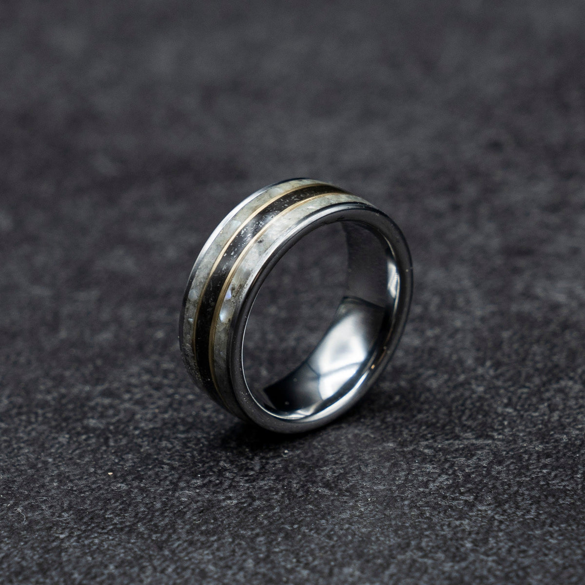 pearl engagement ring, meteorite ring, crushed pearl, pink freshwater pearl, real pearl ring, black pearl engagement ring, valentine gift.