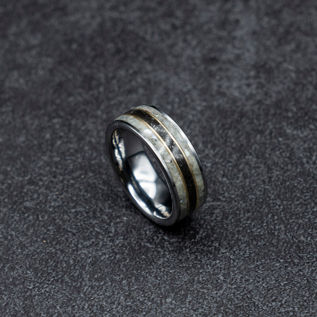 pearl engagement ring, meteorite ring, crushed pearl, pink freshwater pearl, real pearl ring, black pearl engagement ring, valentine gift.