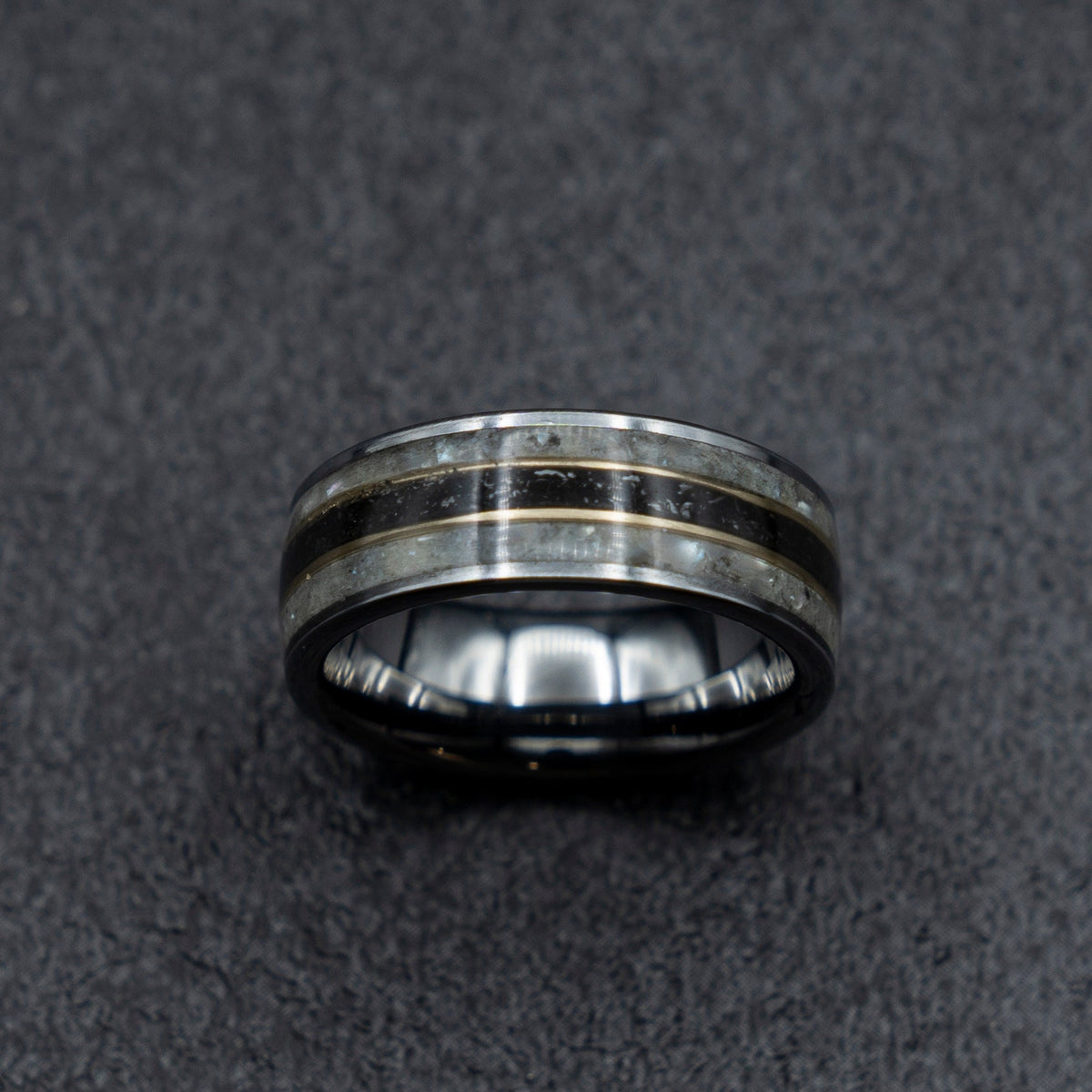 pearl engagement ring, meteorite ring, crushed pearl, pink freshwater pearl, real pearl ring, black pearl engagement ring, valentine gift.