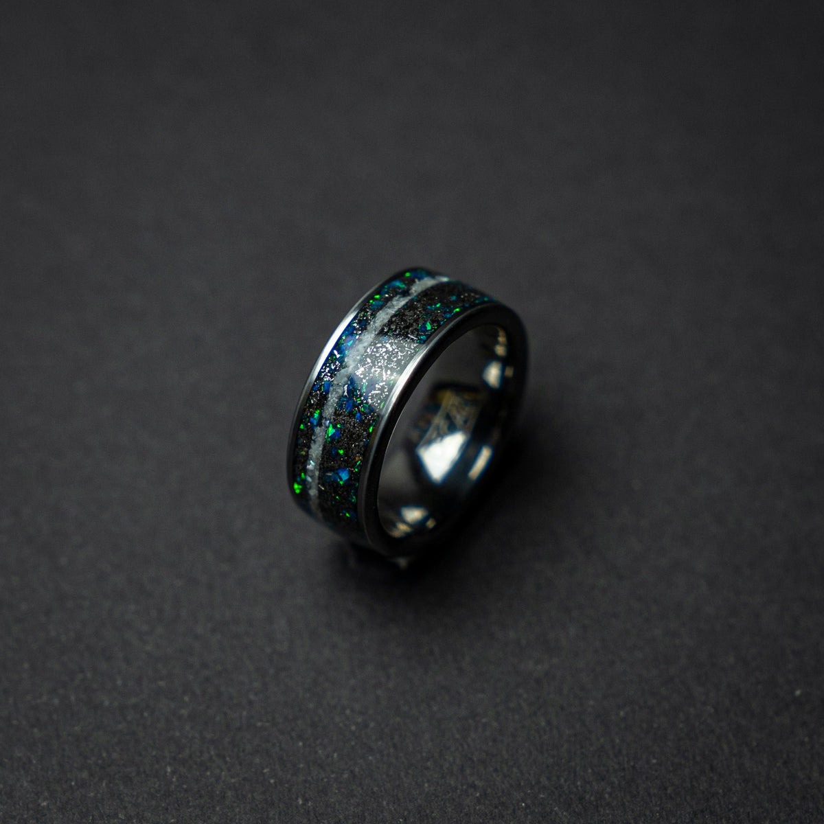 crushed pearl ring, Meteorite tungsten ring men, mens wedding band, mens ring, wedding band men, 8mm wide ring.