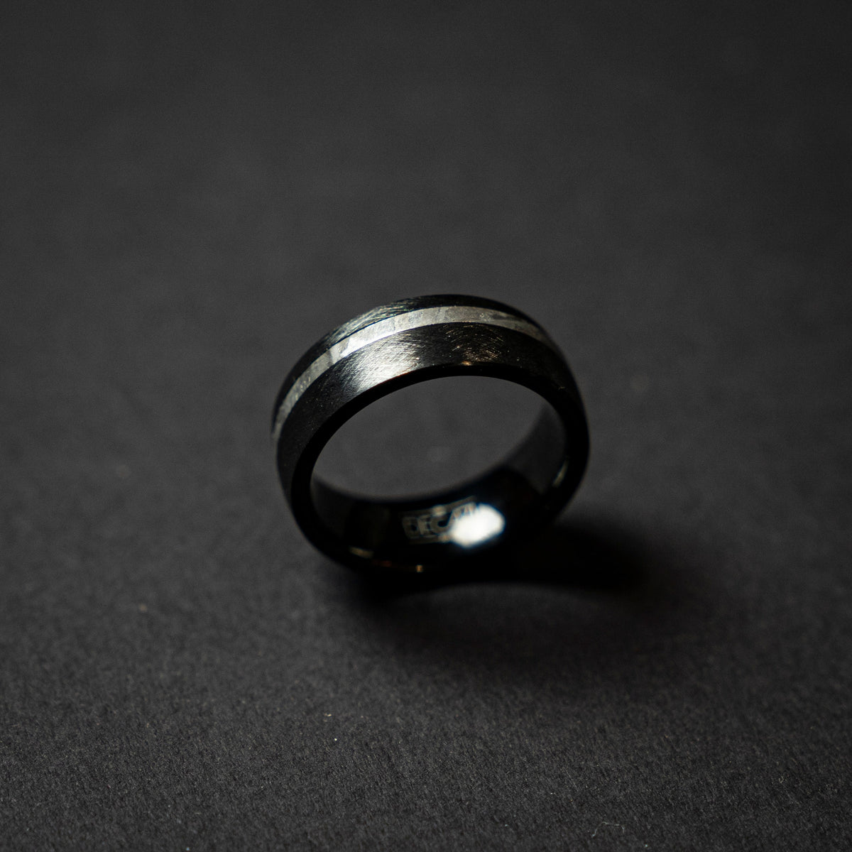 Brushed Black Tungsten Ring | Meteorite Ring, Unique Engagement Ring For Men, Statement Ring, Stripe Ring, Black Wedding Band, Modern Ring.