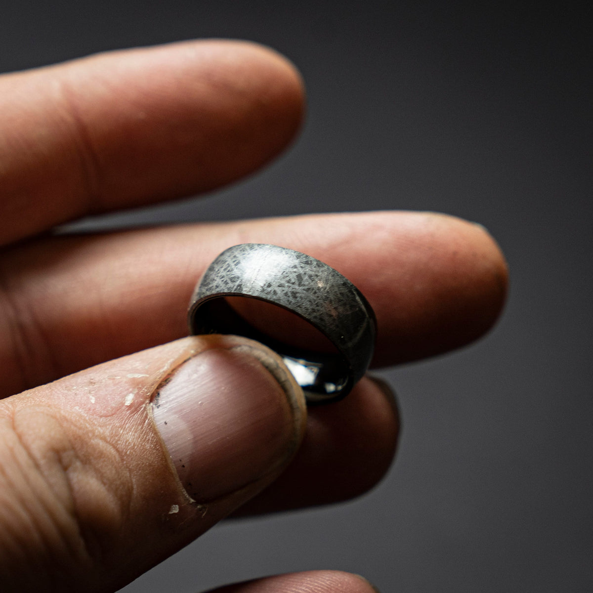 genuine meteorite mens wedding band, meteorite ring, meteorite wedding ring, man wedding band, ring man, Gift for him, Black tungsten ring.