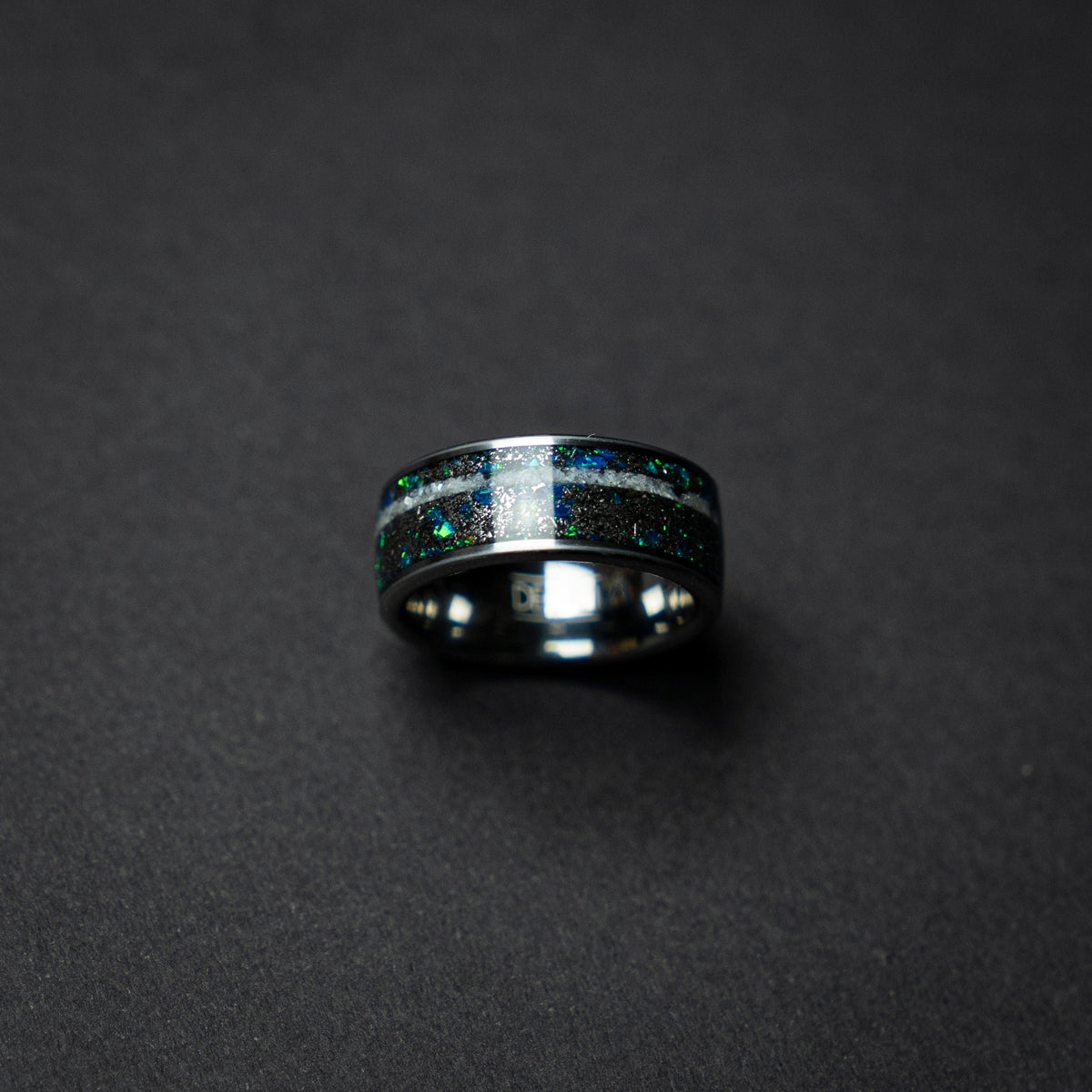 crushed pearl ring, Meteorite tungsten ring men, mens wedding band, mens ring, wedding band men, 8mm wide ring.