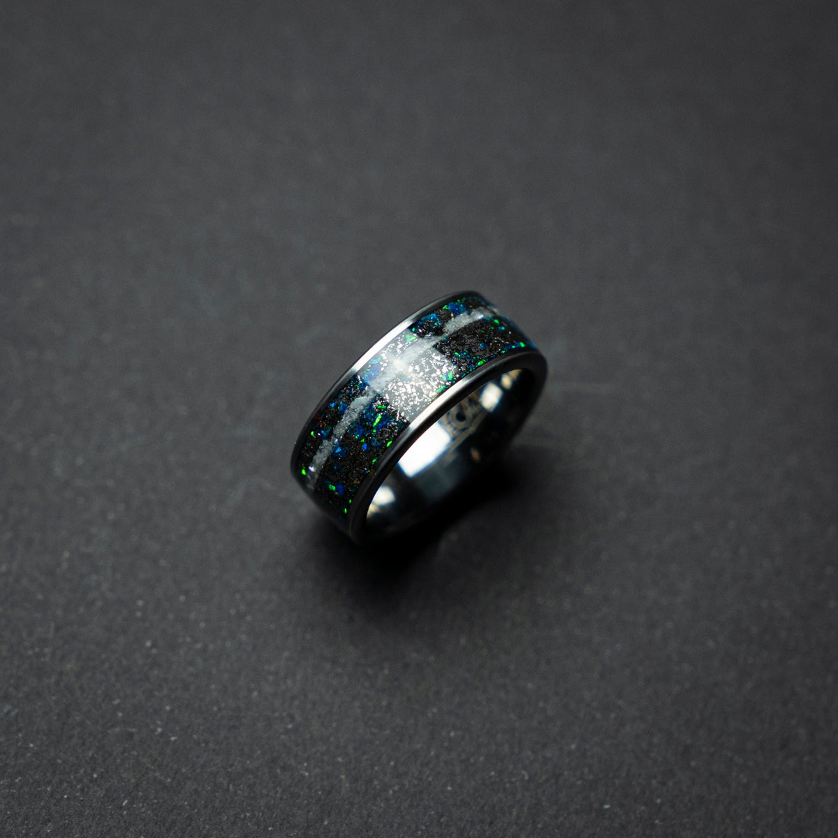 crushed pearl ring, Meteorite tungsten ring men, mens wedding band, mens ring, wedding band men, 8mm wide ring.