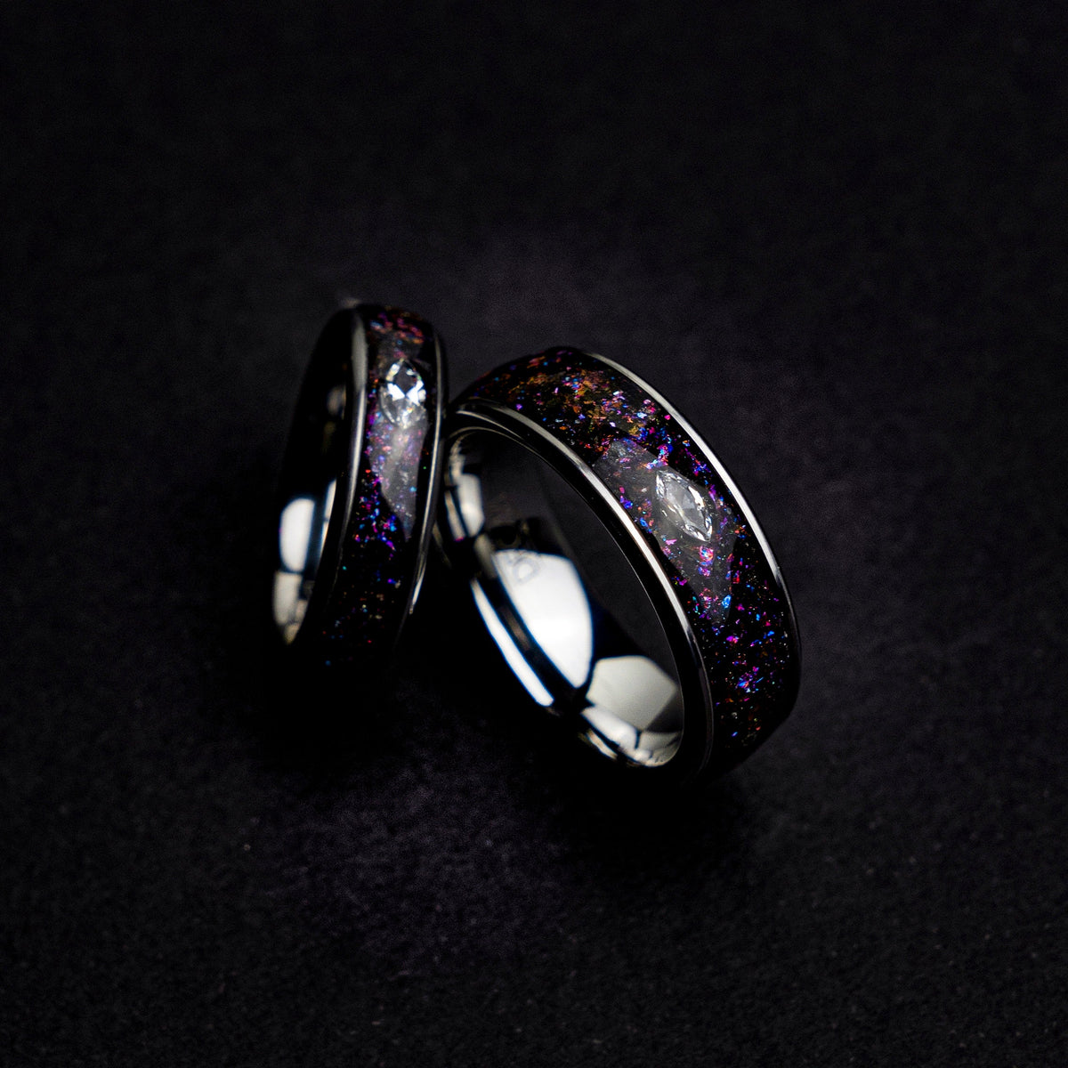 his and hers, mens wedding band, couples, cubic zirconia, diamond, matching ring set, mens ring set, wedding band set, colorful, ring, - Decazi