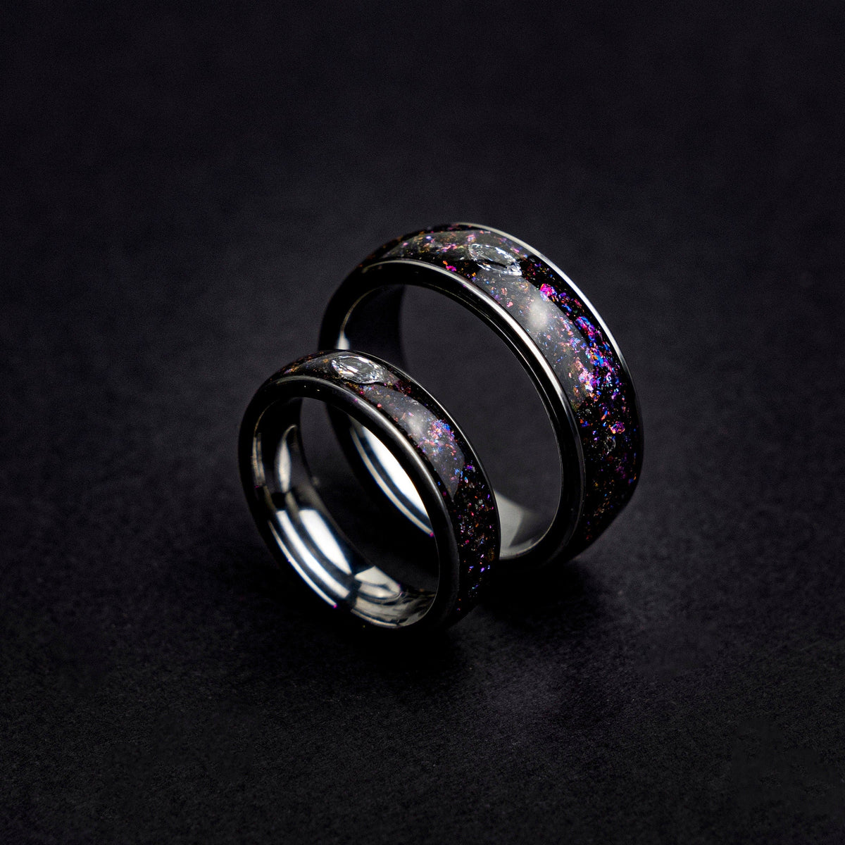 his and hers, mens wedding band, couples, cubic zirconia, diamond, matching ring set, mens ring set, wedding band set, colorful, ring, - Decazi
