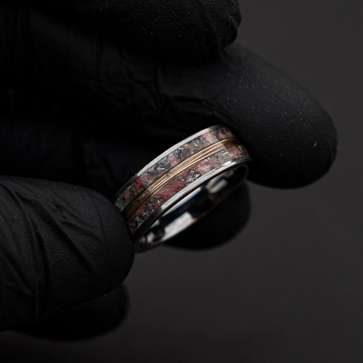 meteorite ring, Glow in the dark ring, glow ring, Gold tungsten ring, tungsten ring men, Lunar jewelry, mens wedding band, mens ring.