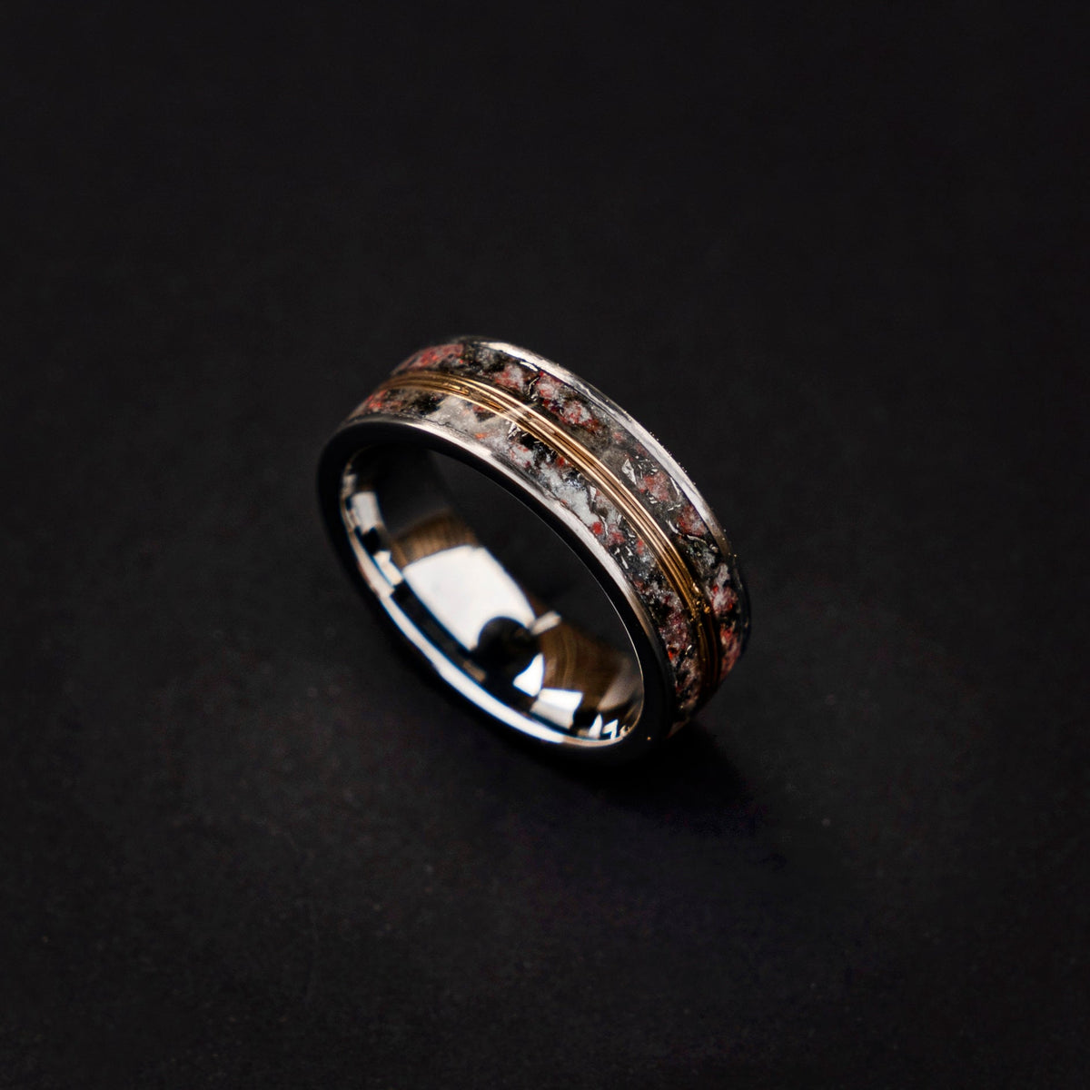 meteorite ring, Glow in the dark ring, glow ring, Gold tungsten ring, tungsten ring men, Lunar jewelry, mens wedding band, mens ring.