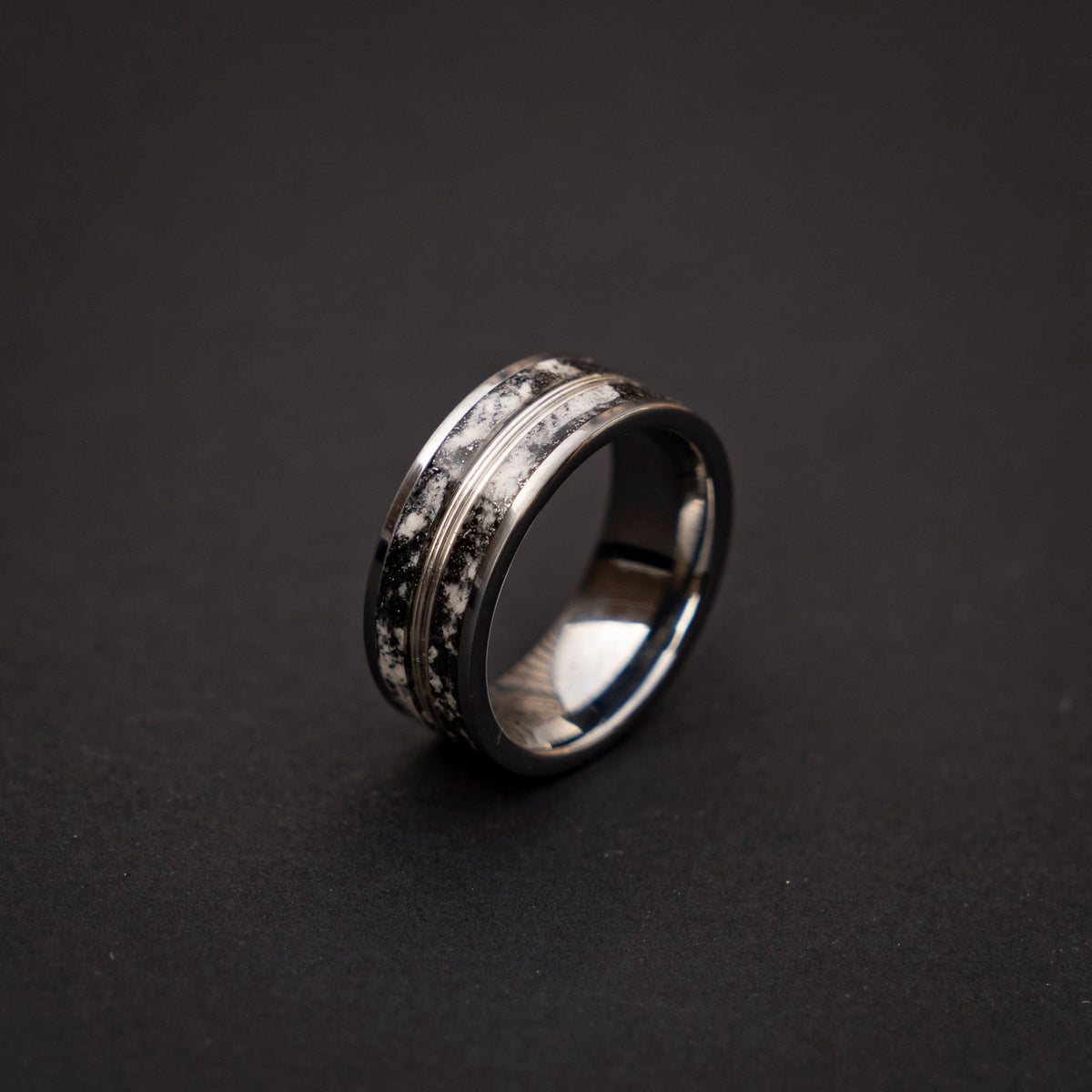 meteorite ring, Glow in the dark ring, glow ring, Gold tungsten ring, tungsten ring men, Lunar jewelry, mens wedding band, mens ring.