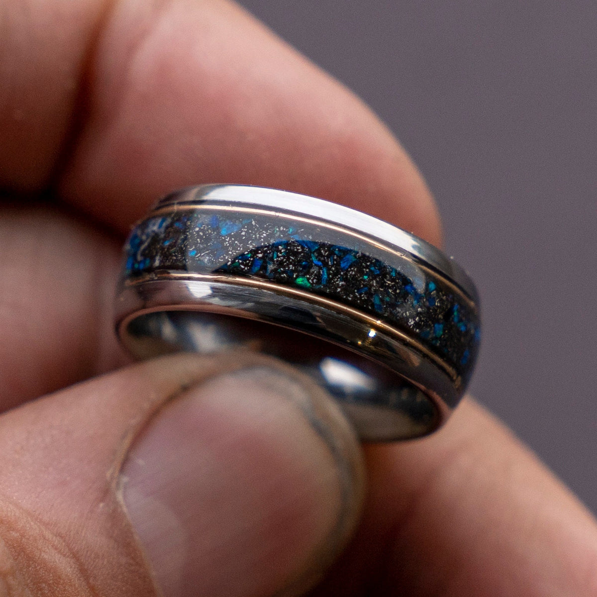 mens wedding band, mens ring, meteorite ring, mens wedding ring, mens engagement ring, meteorite ring men, 10mm ring, blue opal ring.