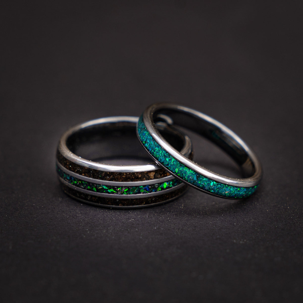 best friend rings, Megalodon tooth, couple ring set, couple rings, his and hers rings, cool mens rings, dainty ring set, wedding ring set. - Decazi