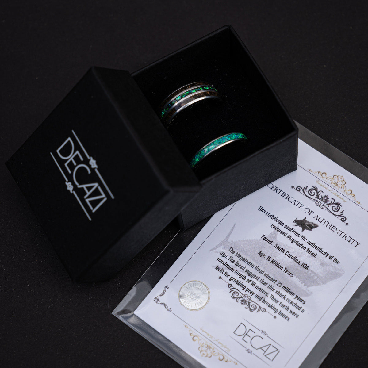 best friend rings, Megalodon tooth, couple ring set, couple rings, his and hers rings, cool mens rings, dainty ring set, wedding ring set. - Decazi