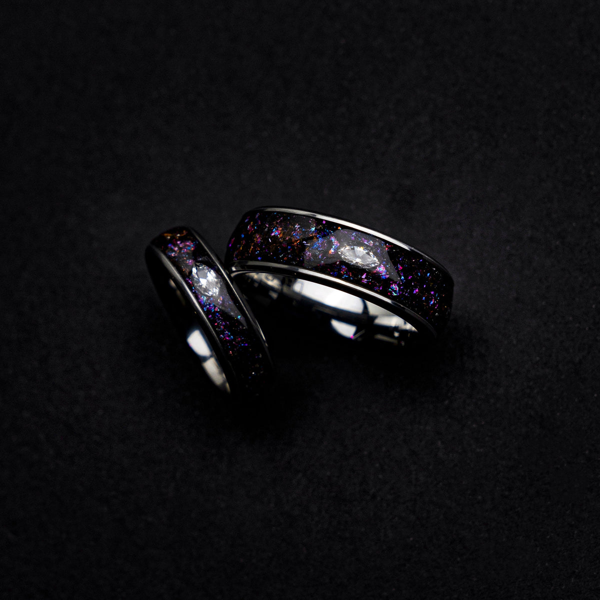 his and hers, mens wedding band, couples, cubic zirconia, diamond, matching ring set, mens ring set, wedding band set, colorful, ring, - Decazi