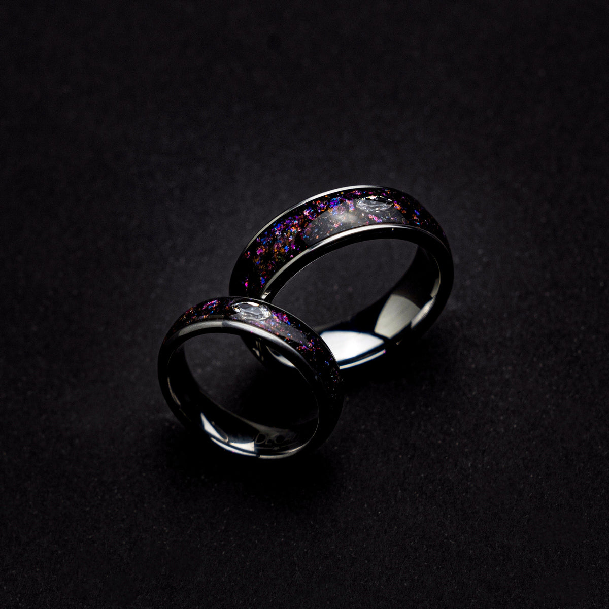 his and hers, mens wedding band, couples, cubic zirconia, diamond, matching ring set, mens ring set, wedding band set, colorful, ring, - Decazi