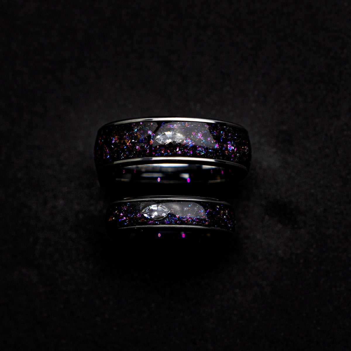 his and hers, mens wedding band, couples, cubic zirconia, diamond, matching ring set, mens ring set, wedding band set, colorful, ring, - Decazi