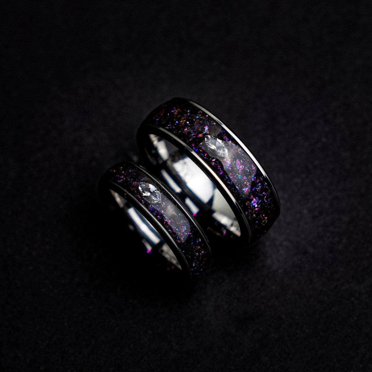 his and hers, mens wedding band, couples, cubic zirconia, diamond, matching ring set, mens ring set, wedding band set, colorful, ring, - Decazi