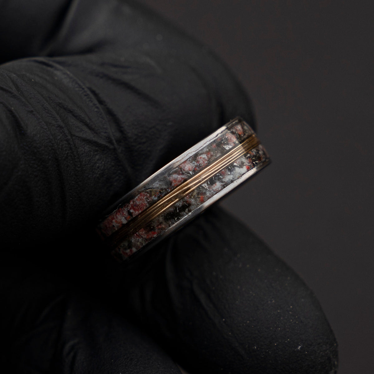 meteorite ring, Glow in the dark ring, glow ring, Gold tungsten ring, tungsten ring men, Lunar jewelry, mens wedding band, mens ring.