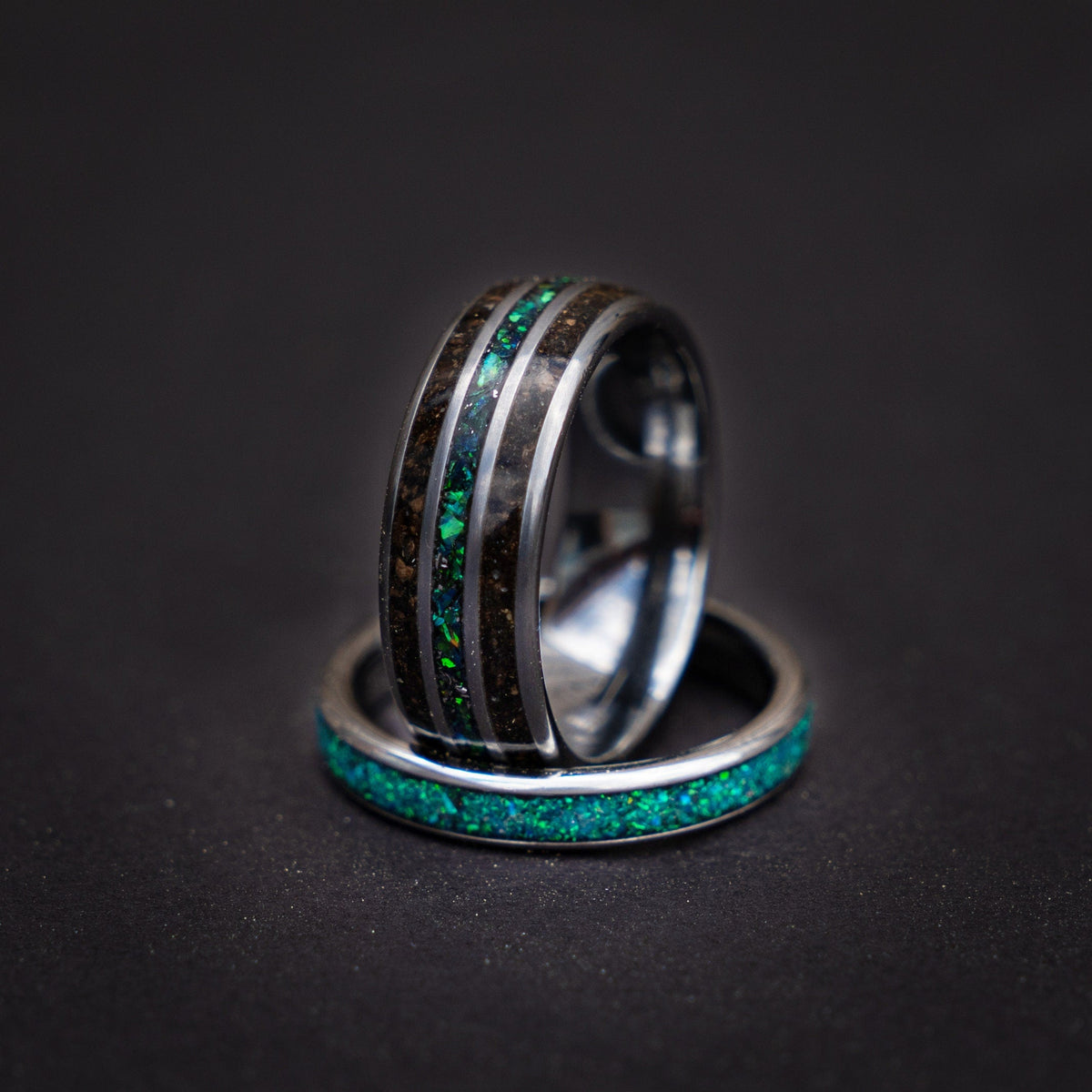best friend rings, Megalodon tooth, couple ring set, couple rings, his and hers rings, cool mens rings, dainty ring set, wedding ring set. - Decazi