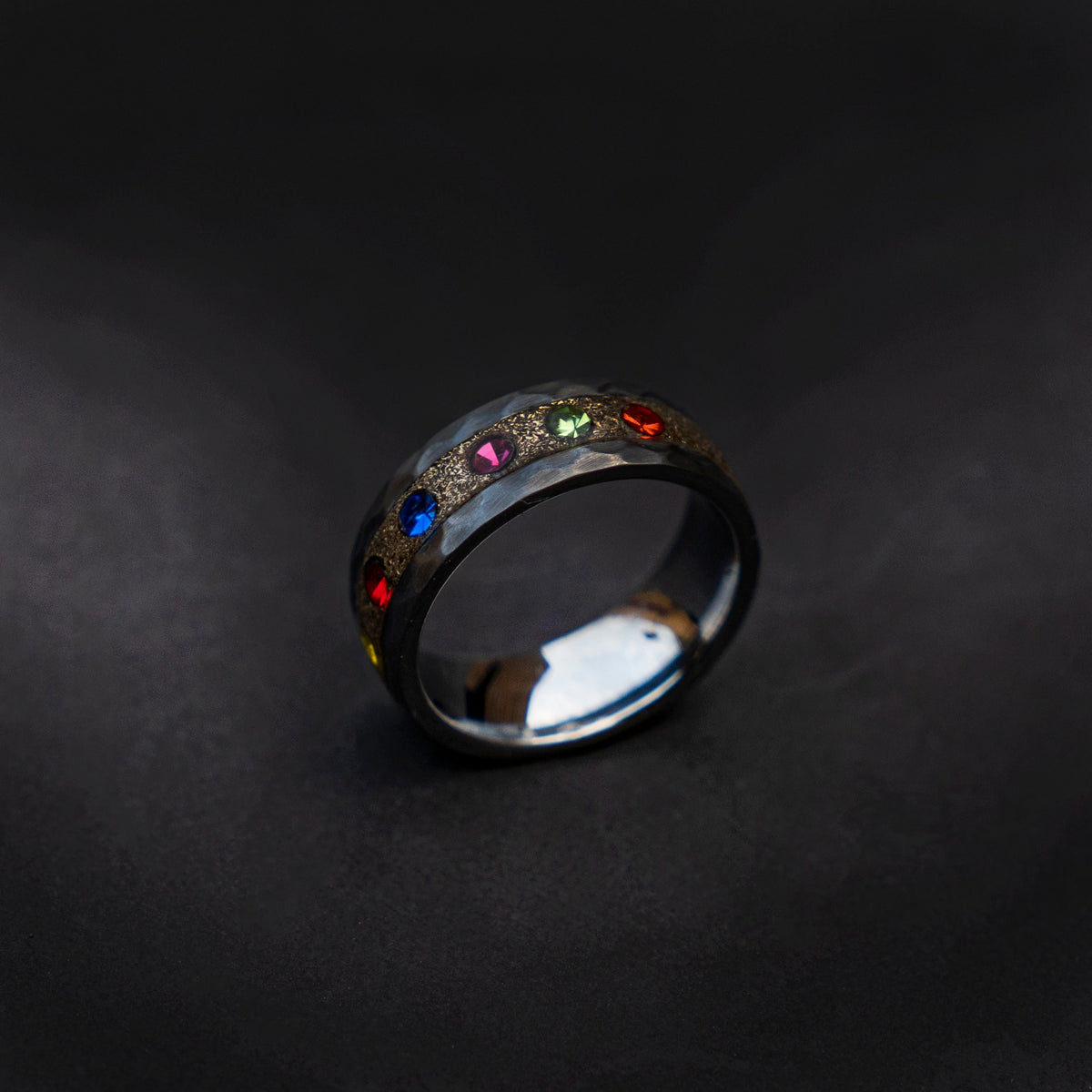 The Six Infinity Stones Mens Ring, Comic Book Inspired Cubic Zirconia Ring, Tungsten Engagement Ring, Superhero Jewelry, Anime Fan Art Gift - Decazi