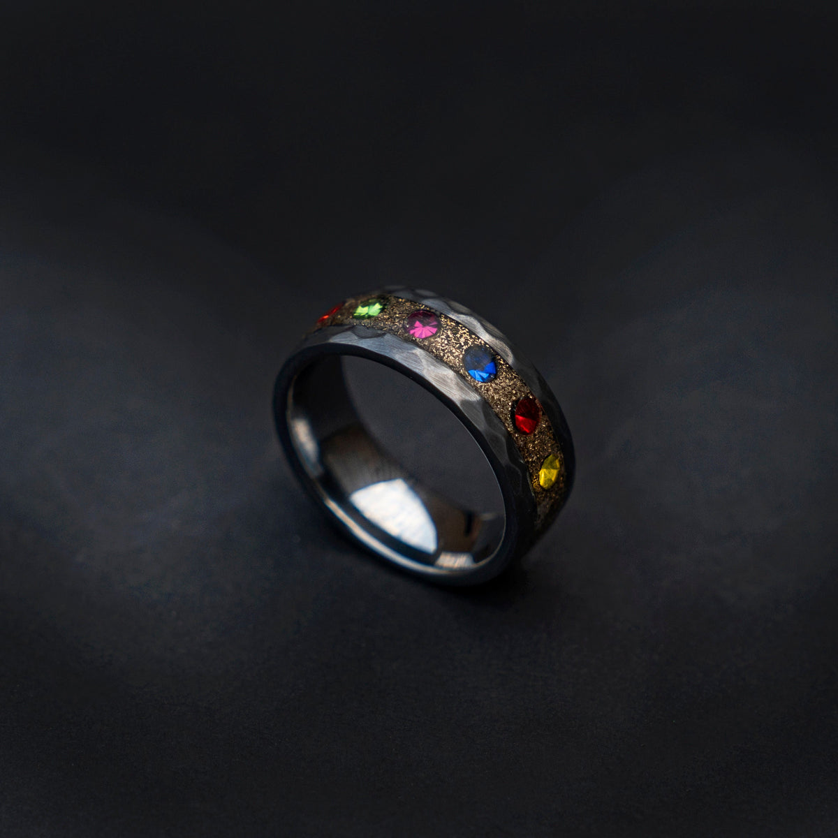 The Six Infinity Stones Mens Ring, Comic Book Inspired Cubic Zirconia Ring, Tungsten Engagement Ring, Superhero Jewelry, Anime Fan Art Gift - Decazi