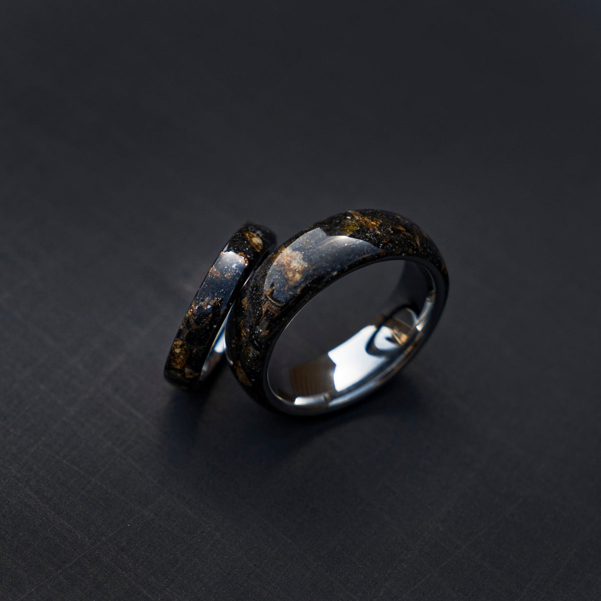 meteorite ring, Men's Meteorite Wedding Band, Lunar Jewelry for Him, Tungsten Anniversary Ring, Men's Durable Wedding Ring.