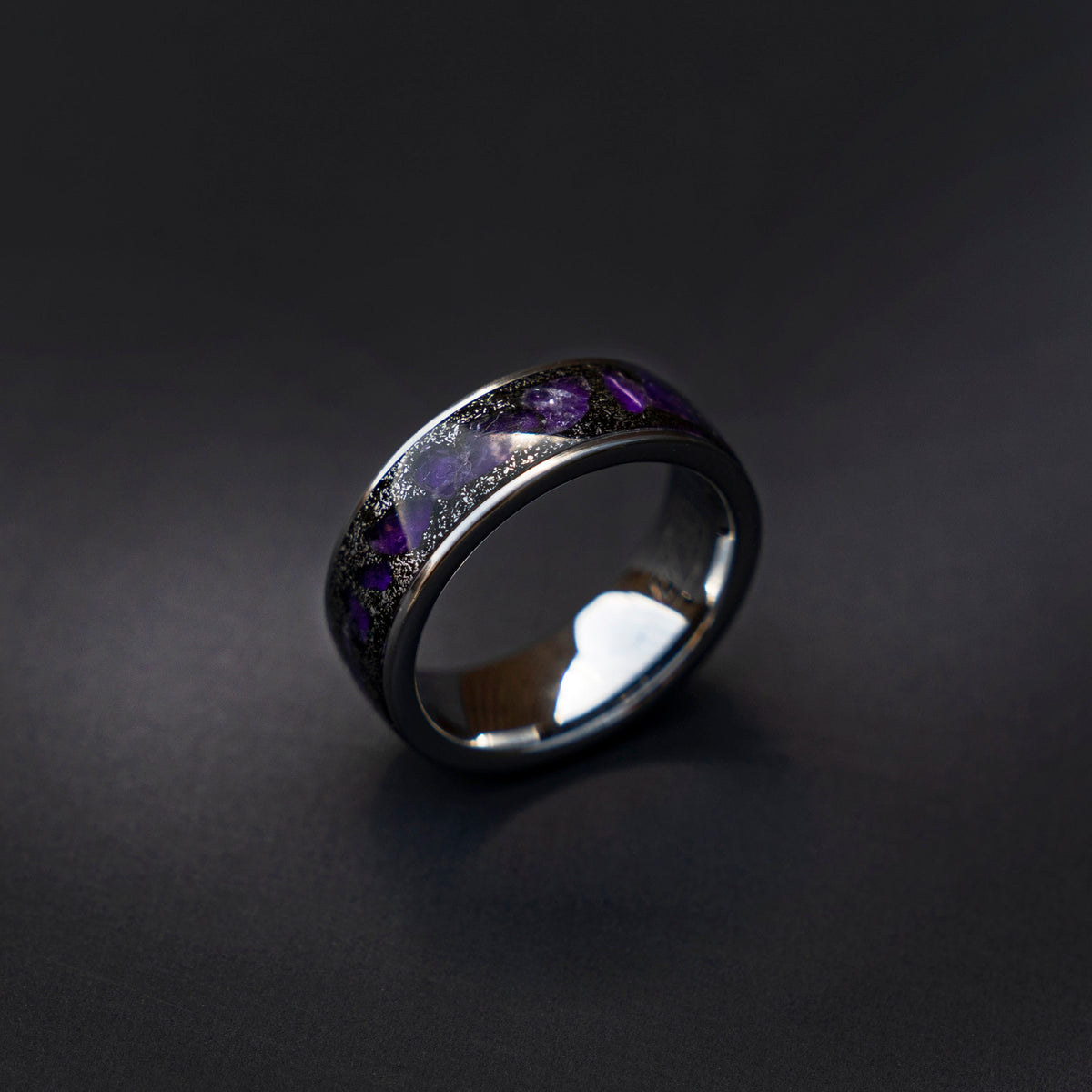 Amethyst ring, Mens tungsten ring, healing jewelry, Healing crystal ring, Amethyst jewelry, gift for grandma, Glowstone ring, moldavite ring - Decazi