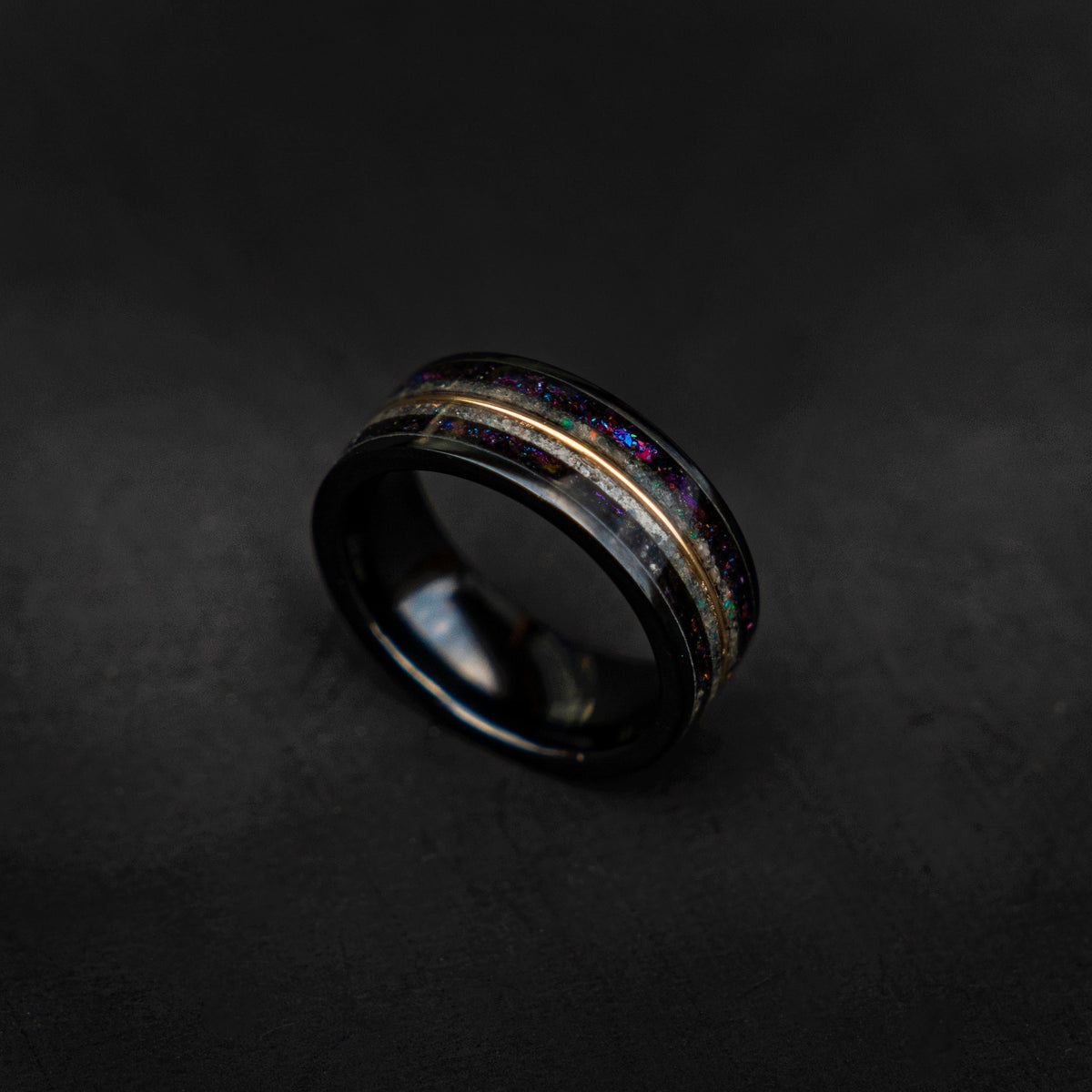 Galaxy opal ring with rainbow moonstone and 18K gold wire, Moonstone Tungsten Ring, moon ring, Rainbow moonstone, moonstone, cool mens ring - Decazi