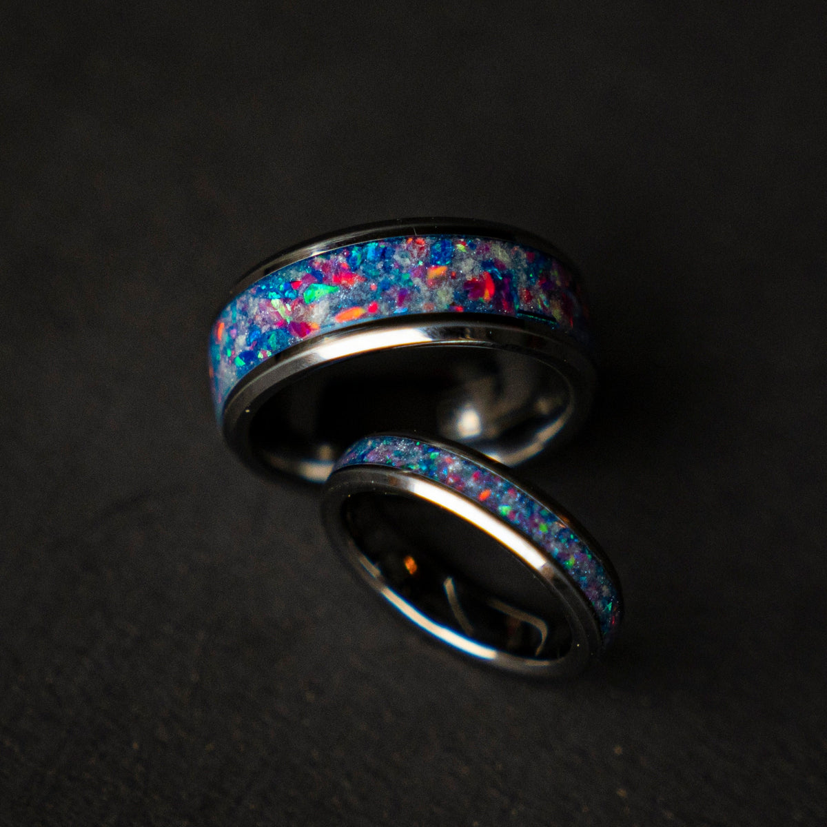 The Orion Nebula wedding ring with Blue/pink galaxy opal and white glow dust, Best friend ring, | Decazi - Decazi