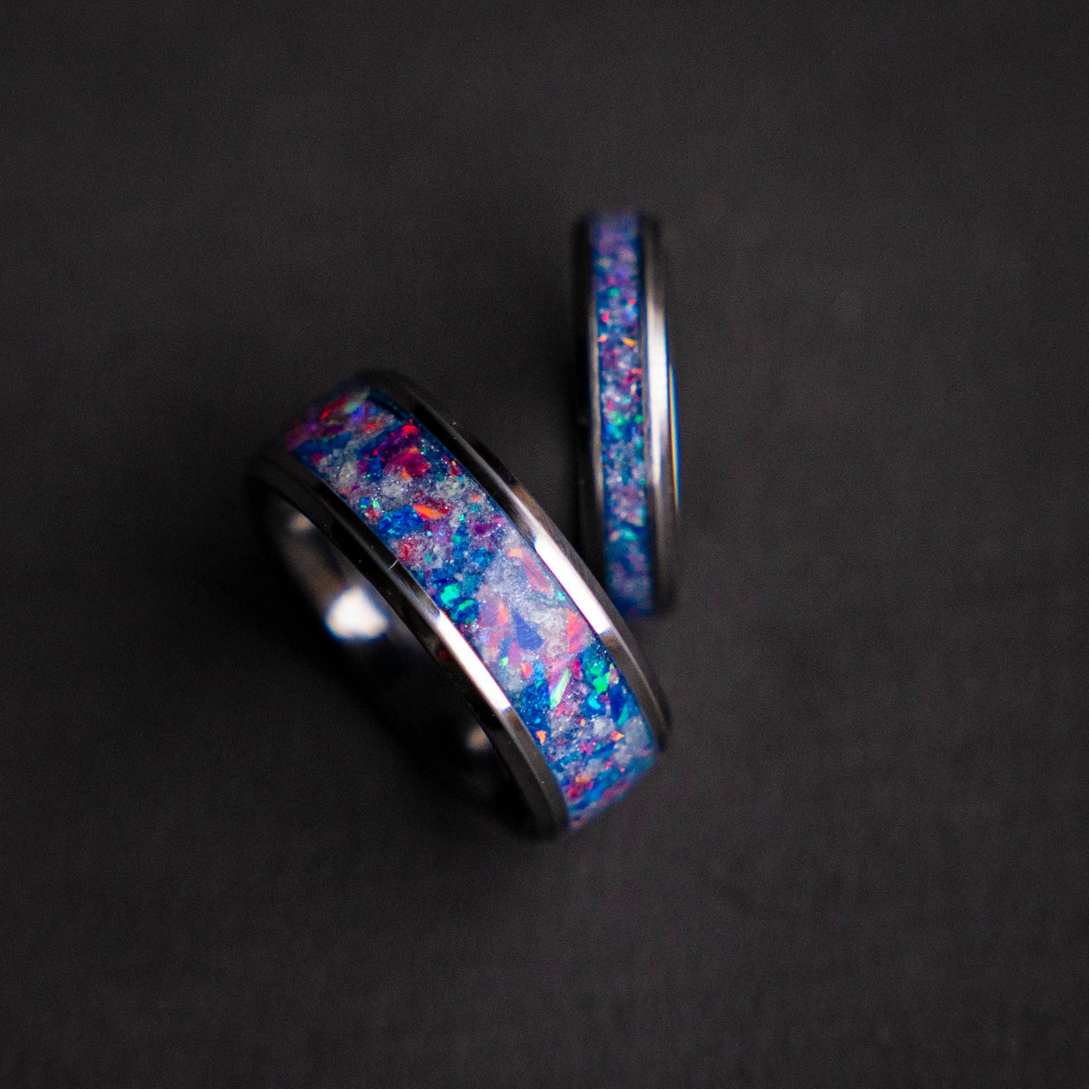 The Orion Nebula wedding ring with Blue/pink galaxy opal and white glow dust, Best friend ring, | Decazi - Decazi