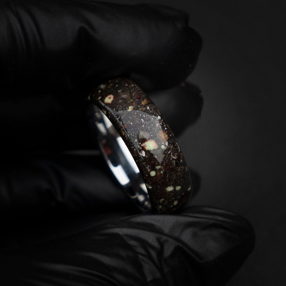 Meteorite ring, Space ring, Glow ring, Men's Meteorite Wedding Band, Unique wedding band, Men's Durable Wedding Ring,LunarJewelryforHim