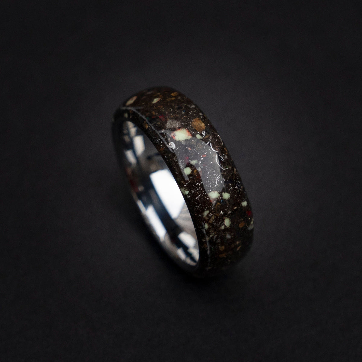 Meteorite ring, Space ring, Glow ring, Men's Meteorite Wedding Band, Unique wedding band, Men's Durable Wedding Ring,LunarJewelryforHim